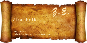 Zier Erik névjegykártya